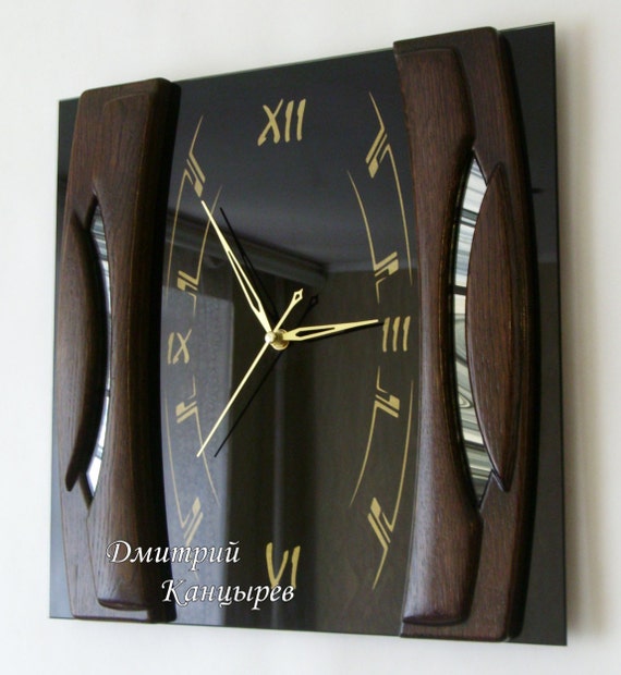 Black rectangular wall clock fashion elegant by KancyrevDecoration
