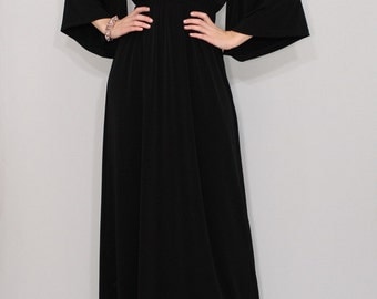 Black maxi dress Long black dress Kimono dress Full length dress Women
