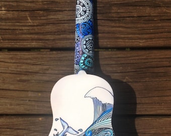 Hand-Decorated Soprano Ukulele Guitar - WHALES