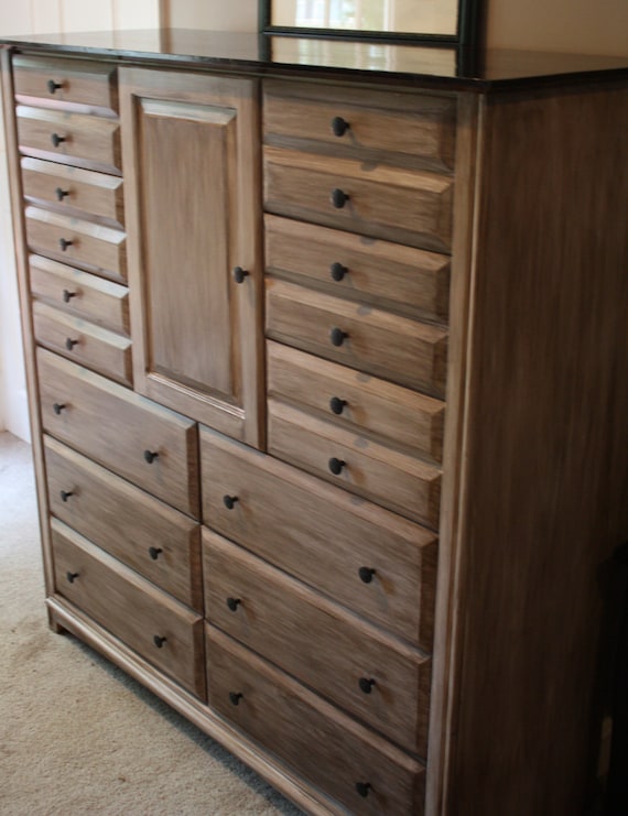 Large whitewashed dresser 12 drawers