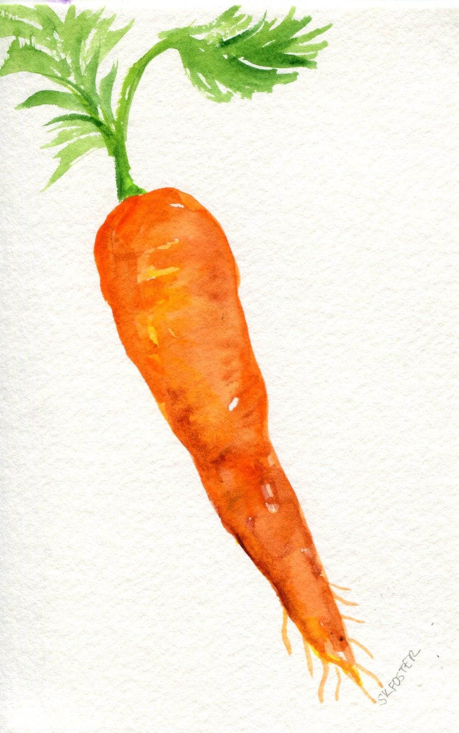 Carrot watercolors paintings original 4 x 6 by SharonFosterArt