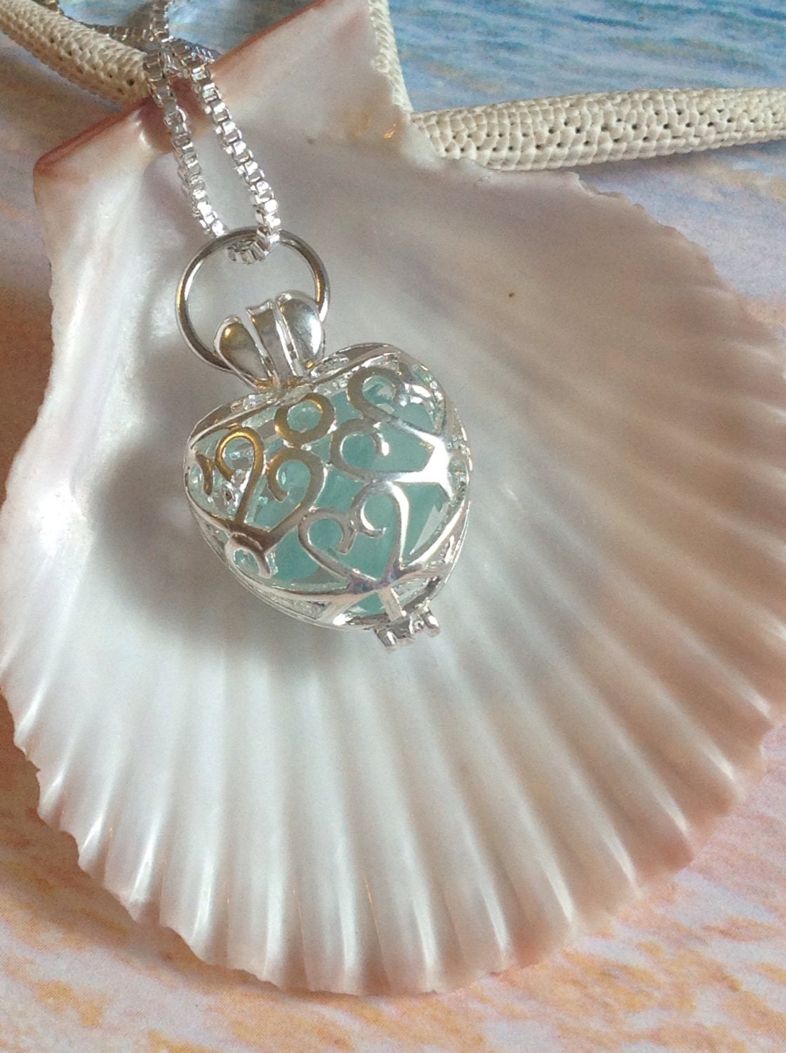 Sea glass necklace-authentic sea glass jewelry-sea glass heart