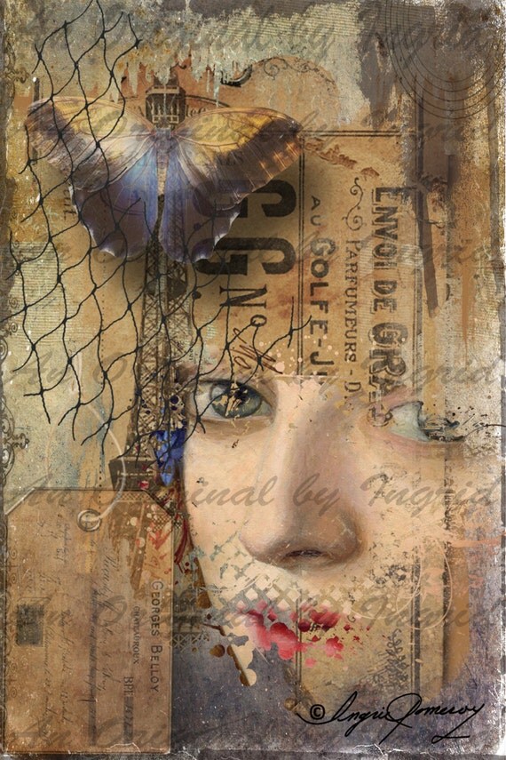Trapped Digital Collage Greeting Card (Suitable for Framing)