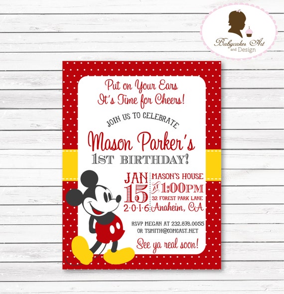 Vintage Mickey Mouse Birthday Invitations 7