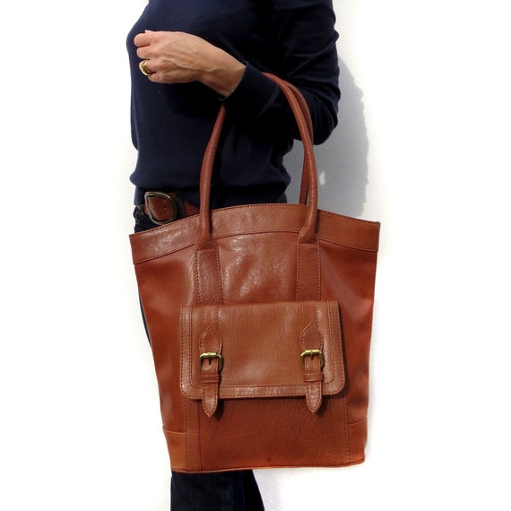 Brown Leather Tote Handbag