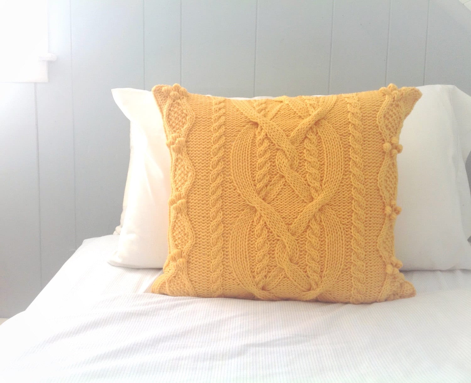 Yellow Pillow Cover Cable Knit Pillow Sham Sweater Pillow