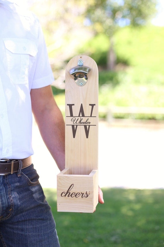 Personalized Rustic Bottle Opener Wood Wedding, Groomsman, Best Man, Bachelor Party, Christmas, 21st Birthday, Dad Gift, (NVMHDA1319) by braggingbags