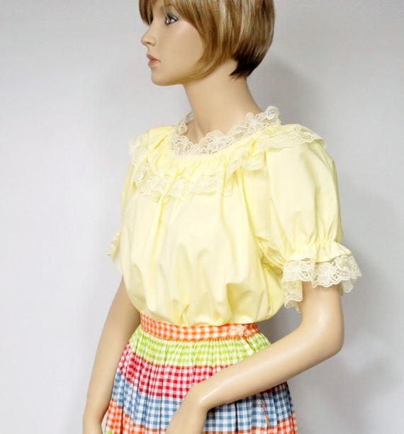 Vintage Yellow Peasant Blouse Gypsy Top by VintageAgelessThings