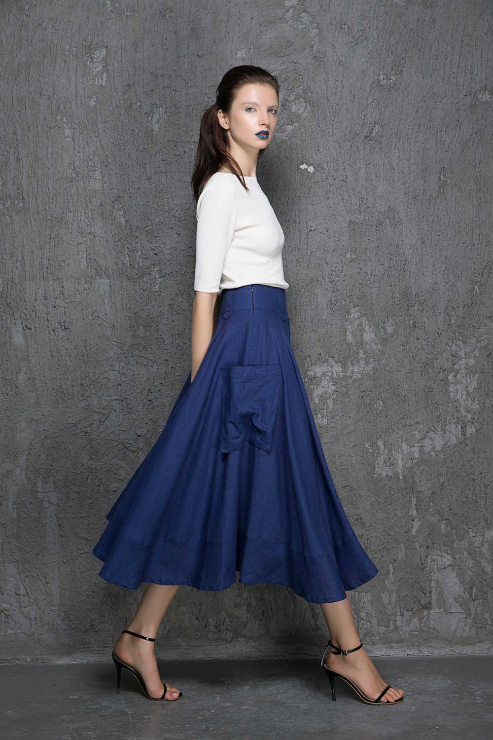 Royal blue skirt midi skirt women skirt A line skirt skirt