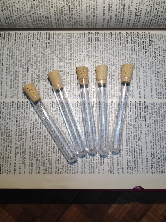 Clear Plastic Test Tubes with Corks Lot of 5 12mm x 75mm