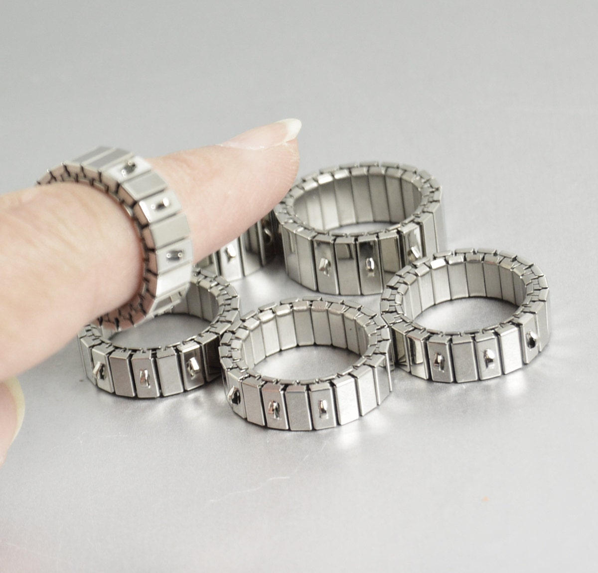 Silver Ring Stretch Ring Ring Blank Thumb Ring ChaCha