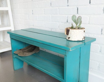 Wooden Bench in Color of Your Choice - Indoor Cottage Seating Schoolhouse Wood Bench Seat - Handmade Bench, Customizable