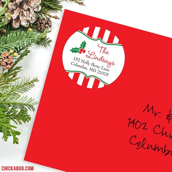 Christmas Address Labels - Holly Berries - Sheet of 24 Il_570xn