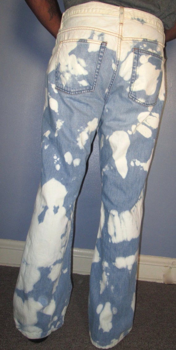Mens Bleach Wash Jeans. Mens Boot Cut Bleached by MISSVINTAGE5000