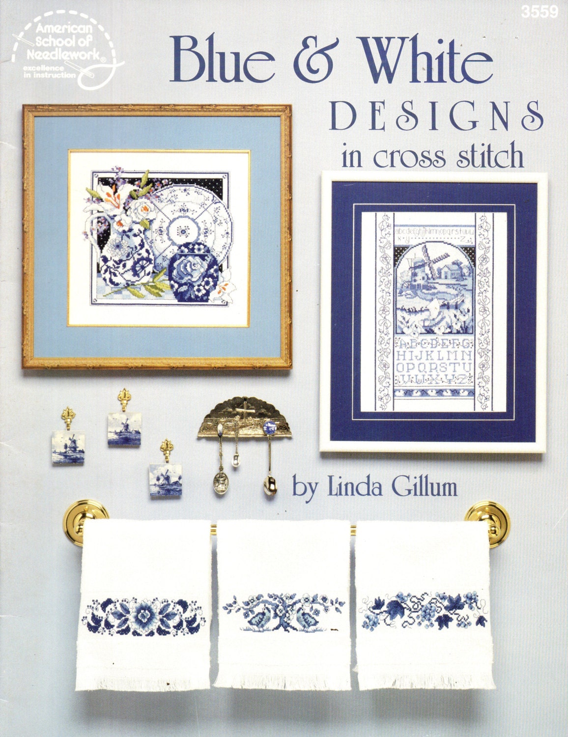 BLUE & WHITE DESIGNS Counted Cross Stitch Linda Gillum