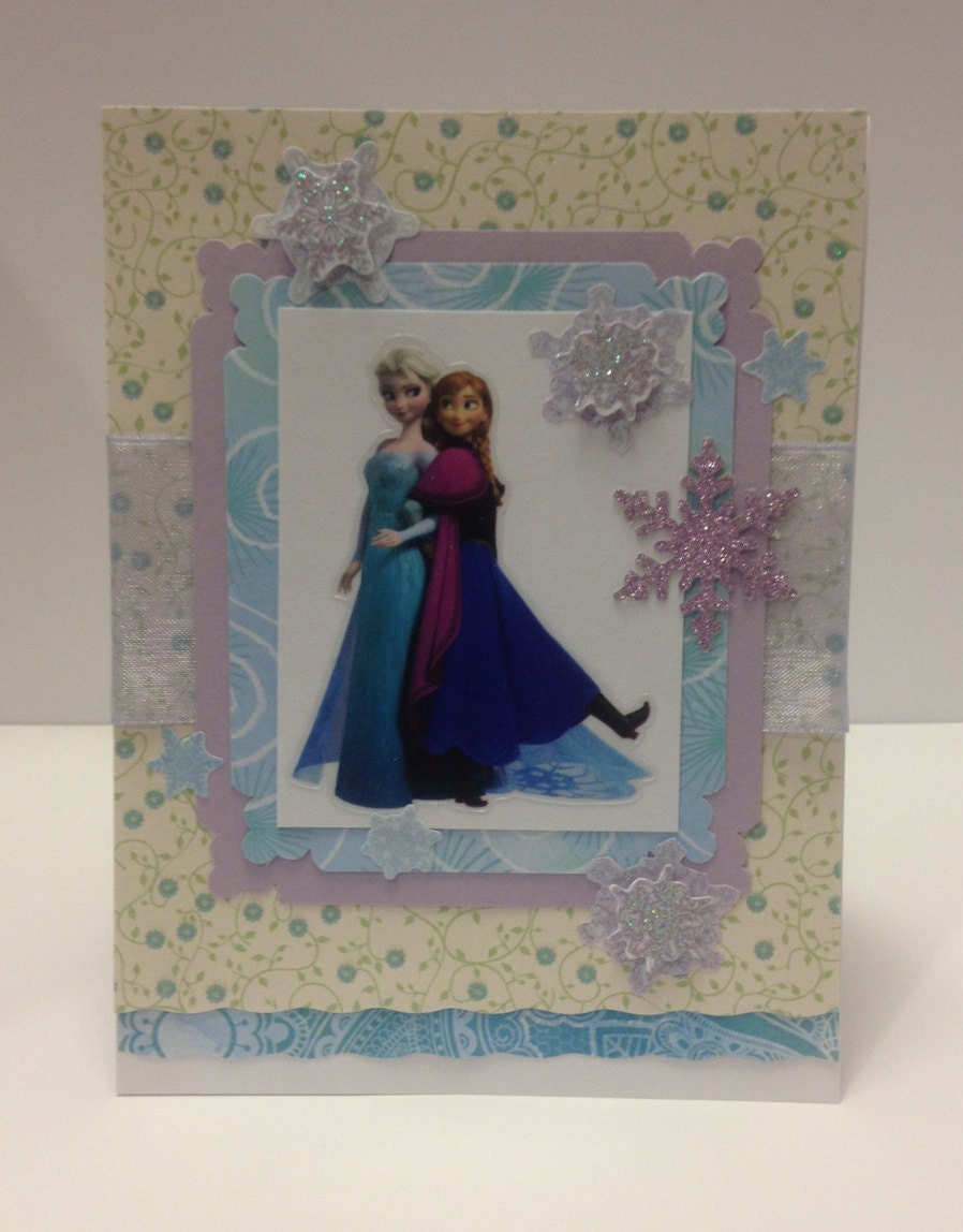 Handmade Frozen Elsa and Anna Birthday Card