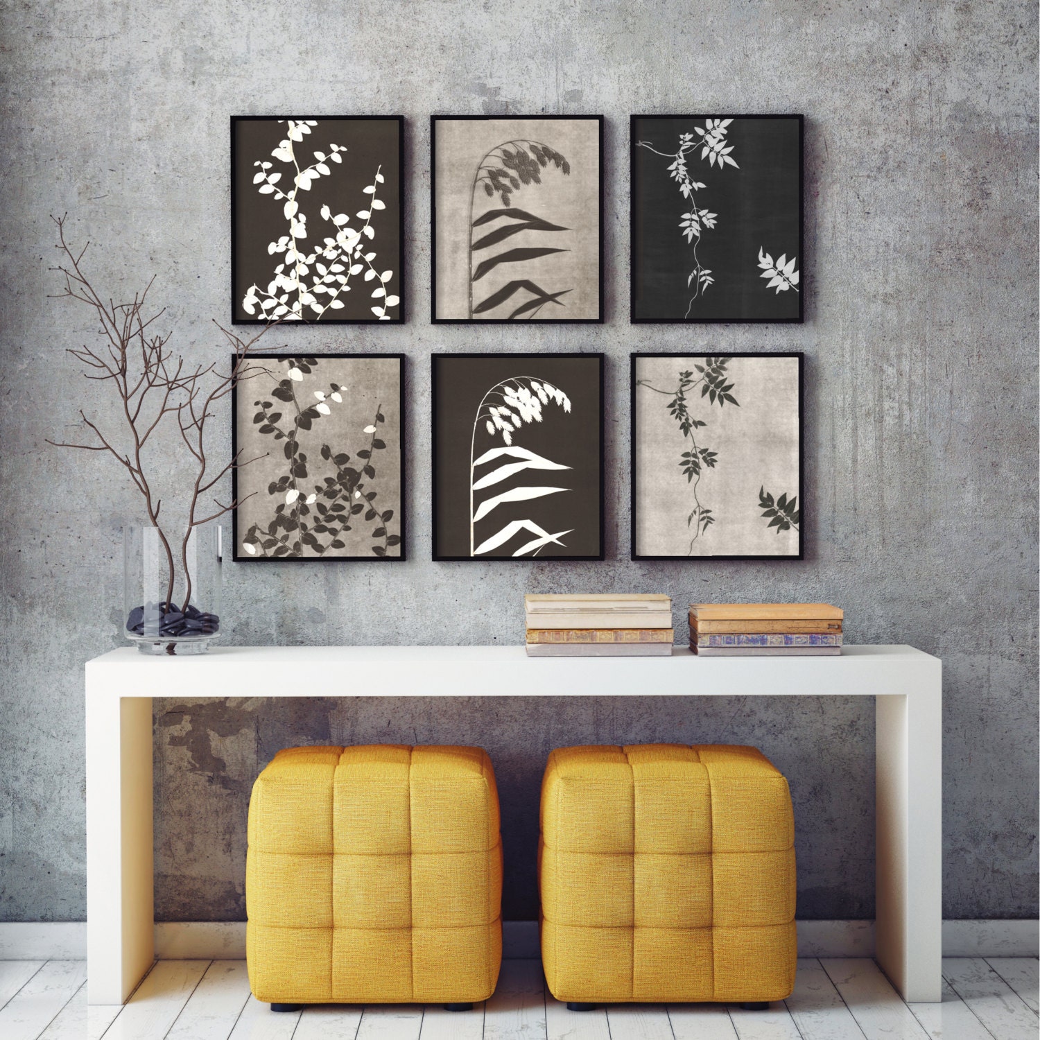 set of 6 prints botanical prints home decor modern minimal