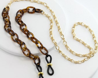 Tortoise Sunglasses Chain-Tortoise shell Reading Glasses-Retro Sunglasses,Vintage Eyewear, Eyeglass Necklace-Gifts for Women, Retro Eyewear