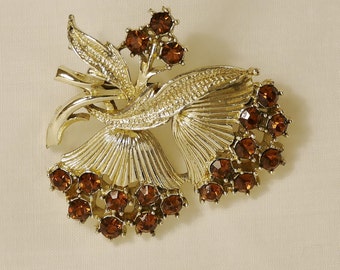 Vintage Amber Rhinestone Brooch Pin, Rhinestone, Vintage Brooch, Vintage Pin