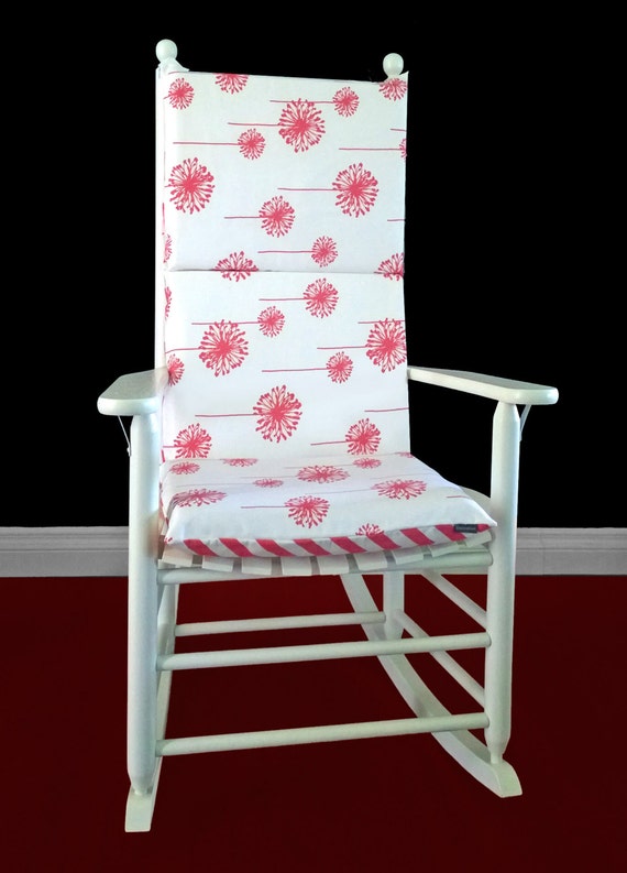 Rocking Chair Cushion Cover Dandelion Coral by RockinCushions