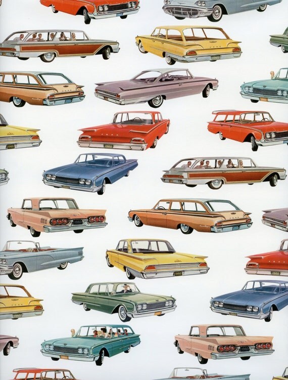 Classic Cars PAPER Classic Cars Gift Wrap Vintage Cars
