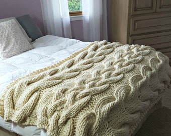 Luxury Oversized Cable Knit Blanket MADE TO ORDER