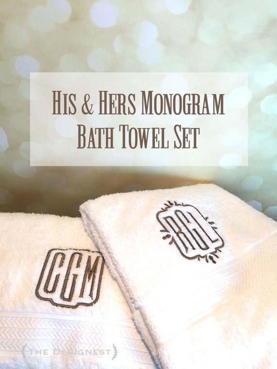 Monogrammed Towels 2 Monogrammed Bath Towels His & by TheDesigNest