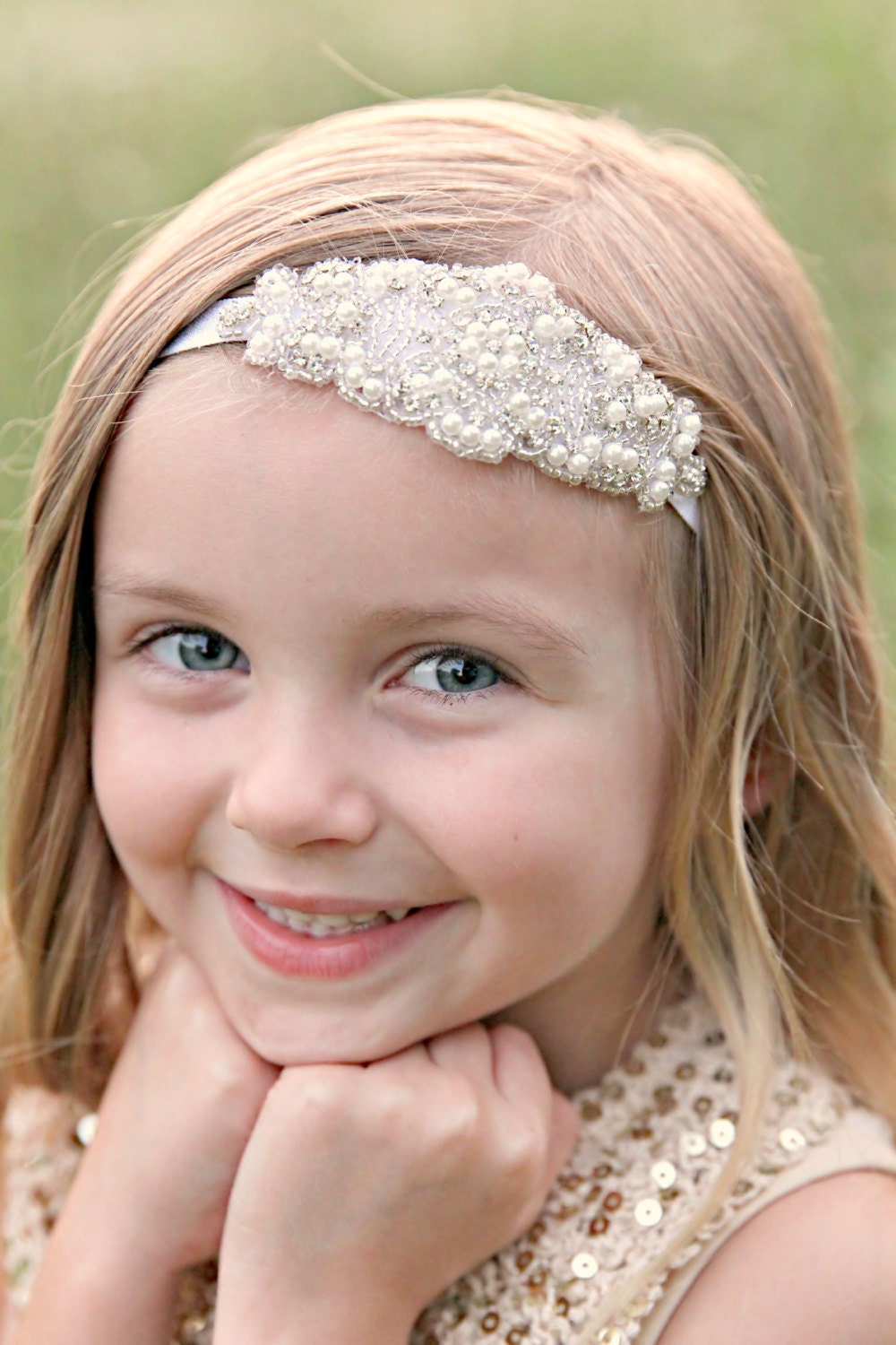 Rhinestone Headband Christening Headband Baby Shower Gift