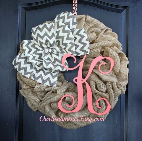 On Sale Burlap and chevron wreath Burlap by OurSentiments