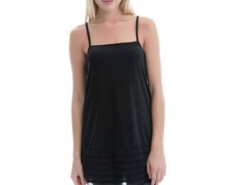 black ruffle slip