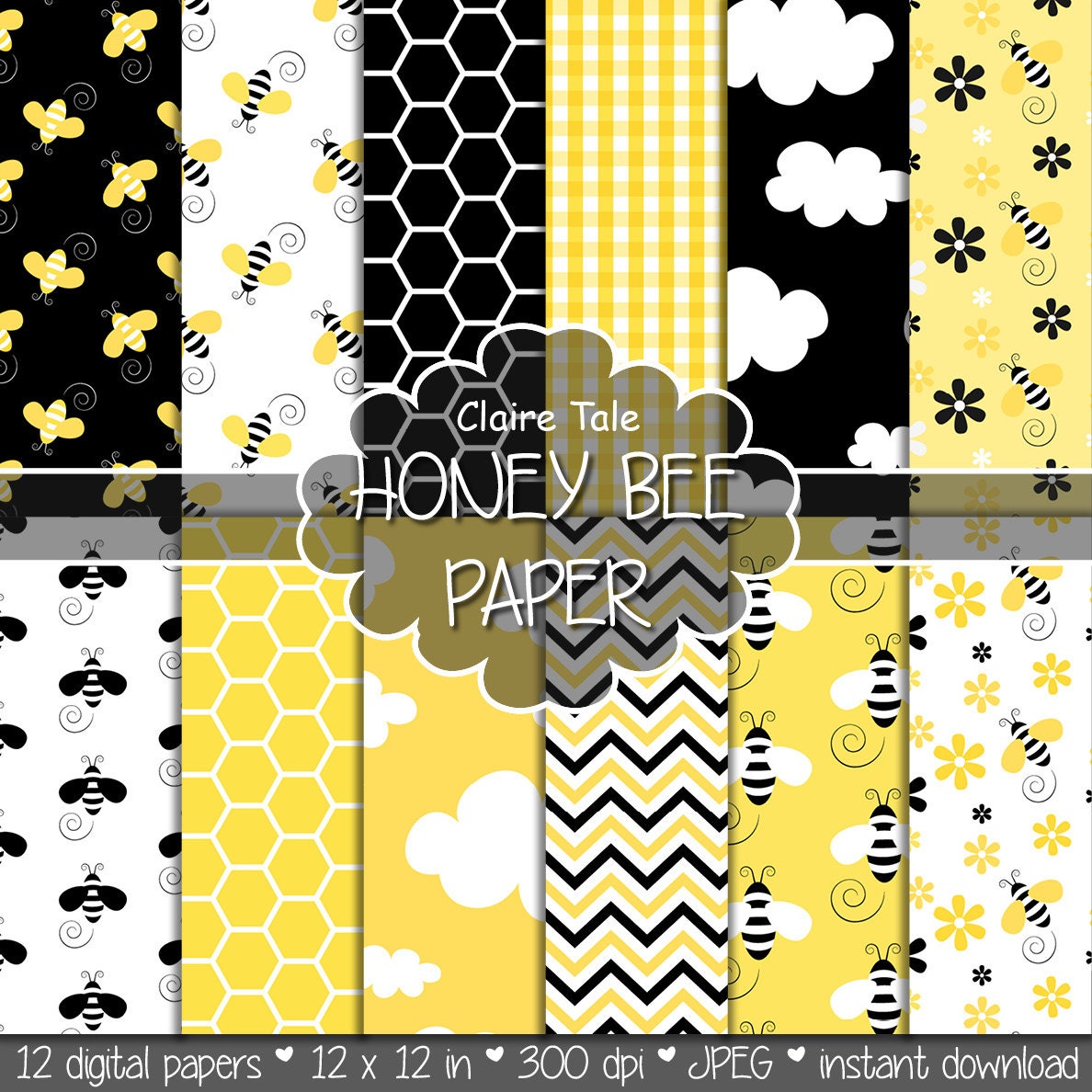 Download Bee digital paper: HONEY BEE paper pack with honey