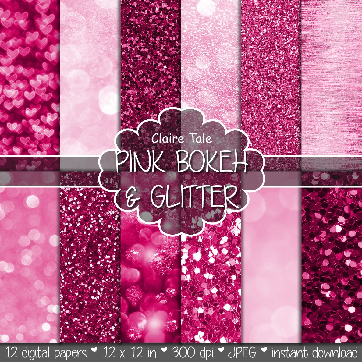 Download Pink digital paper: PINK BOKEH & GLITTER with pink