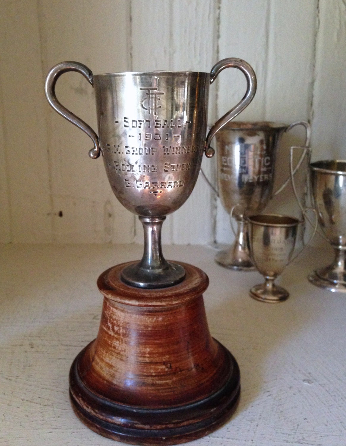 antique trophy cup 1931 softball trophy cup