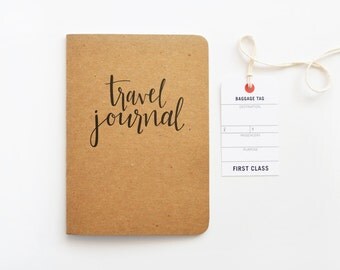 Kraft Travel Journal, Calligraphy Travel Notebook | Hand Lettered Traveler's Journal