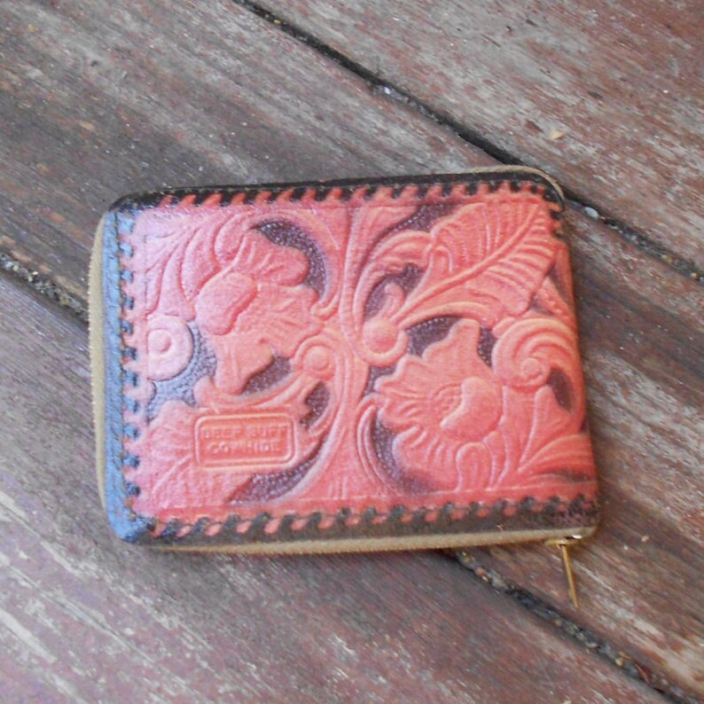 Vintage 50s Tooled Leather Saddle and Flowers Wallet – Haute Juice