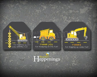 Construction Favor Tags Construction Birthday Party Dump truck Favor Tag Chalkboard Digital File by Busy bee's Happenings INSTANT DOWNLOAD
