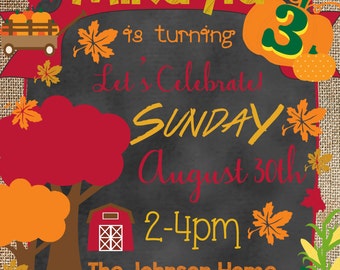 Fall Harvest/Pumpkin Patch Birthday Invitation