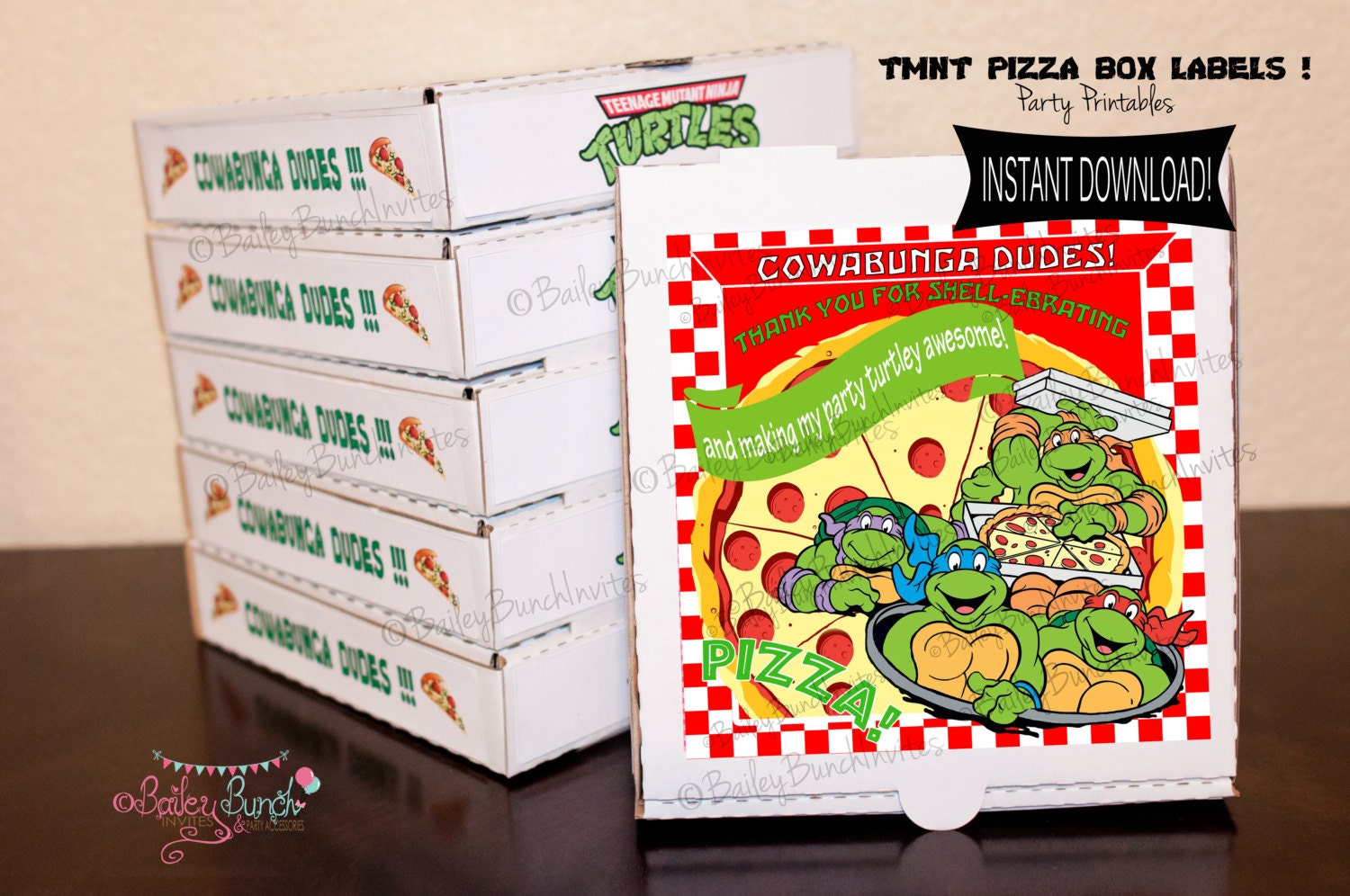 Teenage Mutant Ninja Turtles Pizza Box Label by BaileyBunchInvites