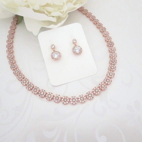 Simple Rose Gold  Bridal  necklace Rose Gold  Wedding  jewelry 