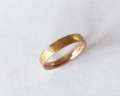Rose Gold Ring with Distressed Texture - 18 Carat - Wedding Band -Organic Texture - Unisex Men's - UK Hallmarked
