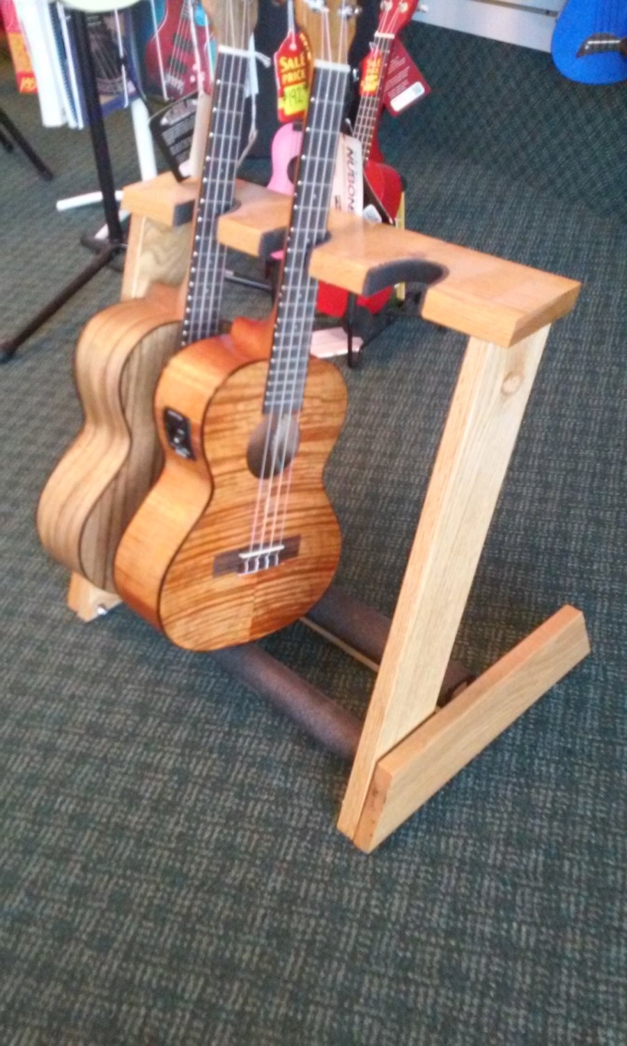 3 space Ukulele/Mandolin stand handcrafted from select AAA red