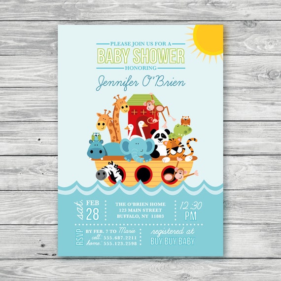 Noah39;s Ark Baby Shower Invitation  Animal Baby Shower Invitation 