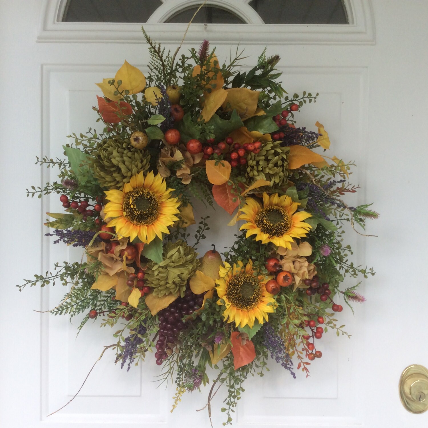 Fall Wreaths-Sunflower Wreath-Fern Wreath-Summer by ReginasGarden