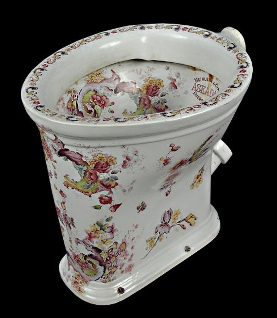 6414 Rare decorated toilet bowl Bowl by AntiquarianTraders