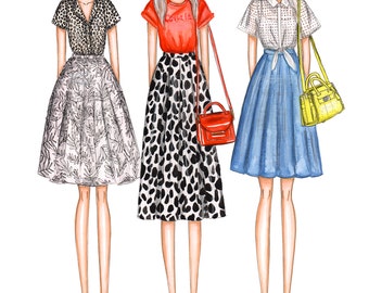 Items similar to Fashion Blogger Illustration (drawing of 1 person) on Etsy