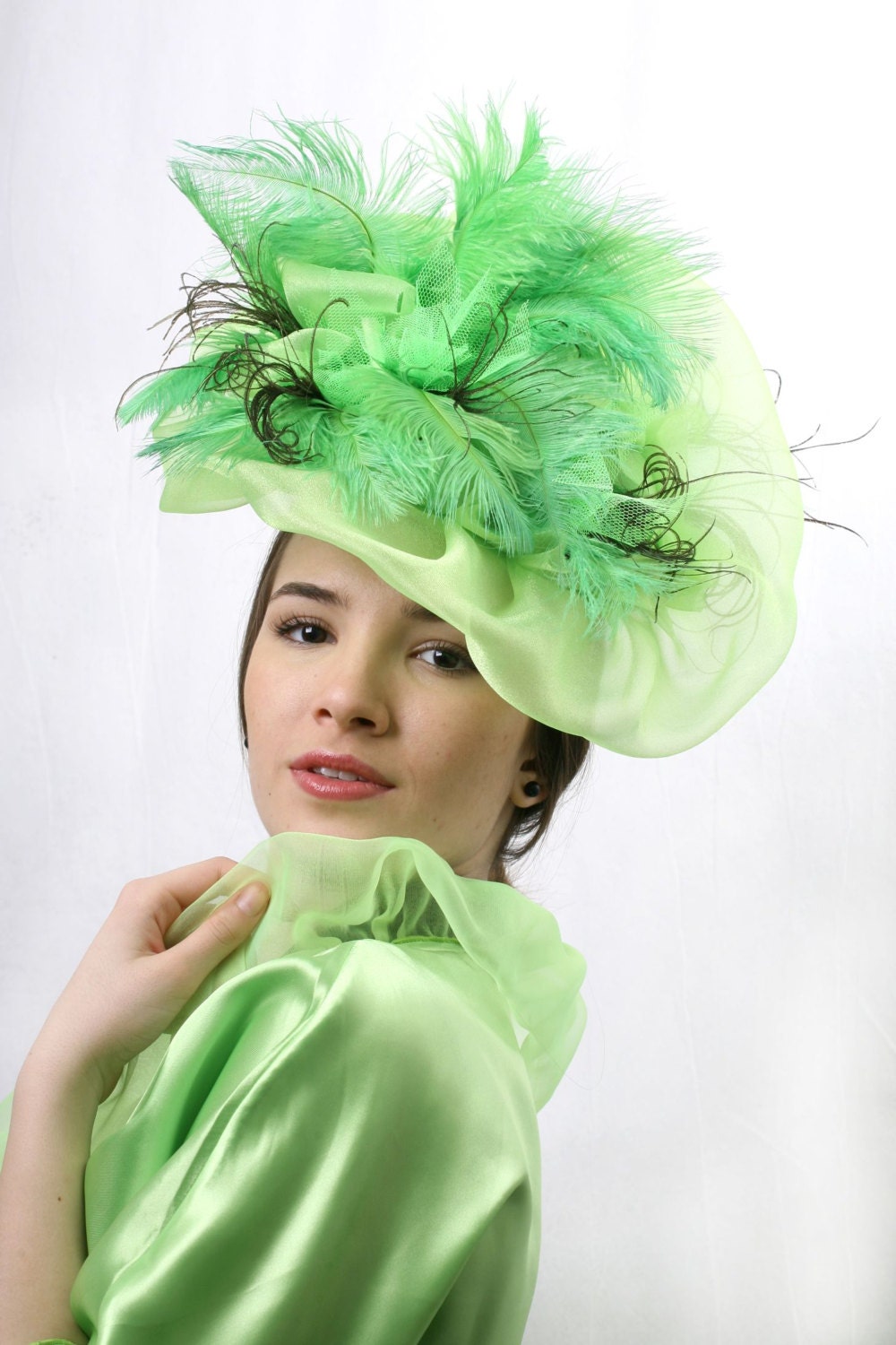 Spring green wedding guest fascinator hat by ...