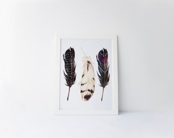 Feather Wall Art feather wall art. tribal watercolor feather art print. modern Feather Wall Art feather wall art. tribal watercolor feather art print. modern