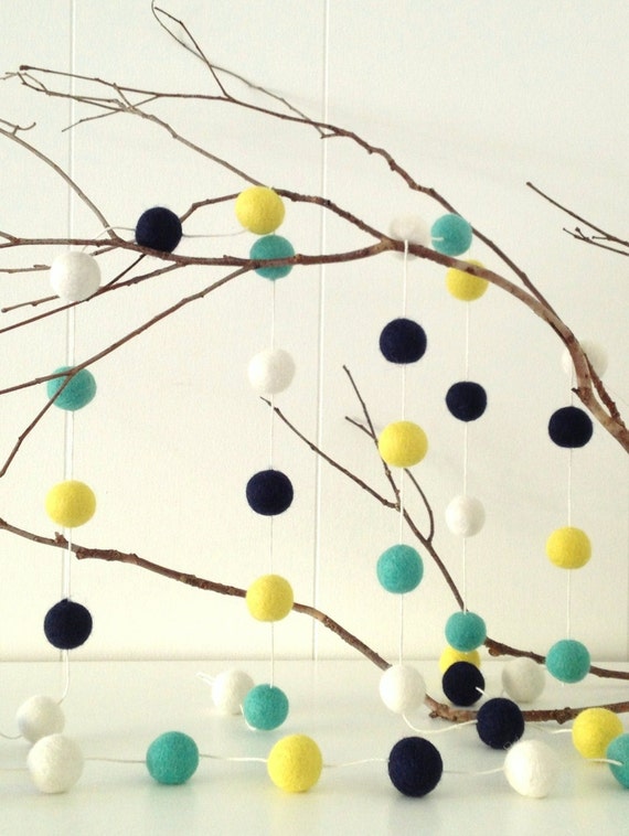 pom nursery pom garland Garland, Pom, Childrens Decor, Bunting, Nursery, Felt Ball Baby Pom