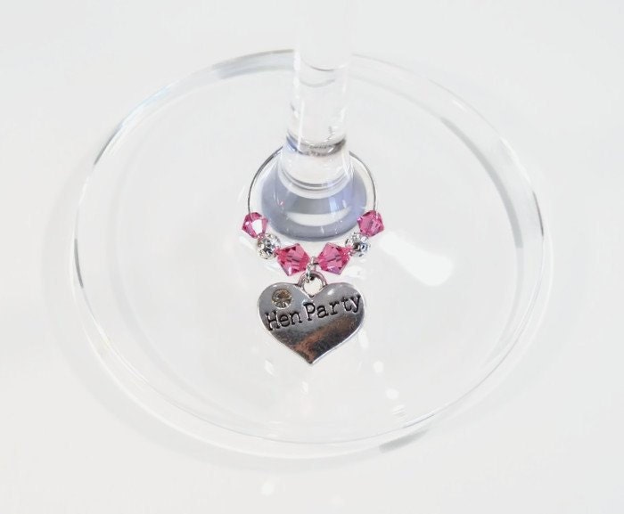 Hen Party Wine Glass Charm Swarovski by PeriwinkleBeadDesign