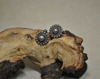 Silver Color Vintage Screw Back Earrings
